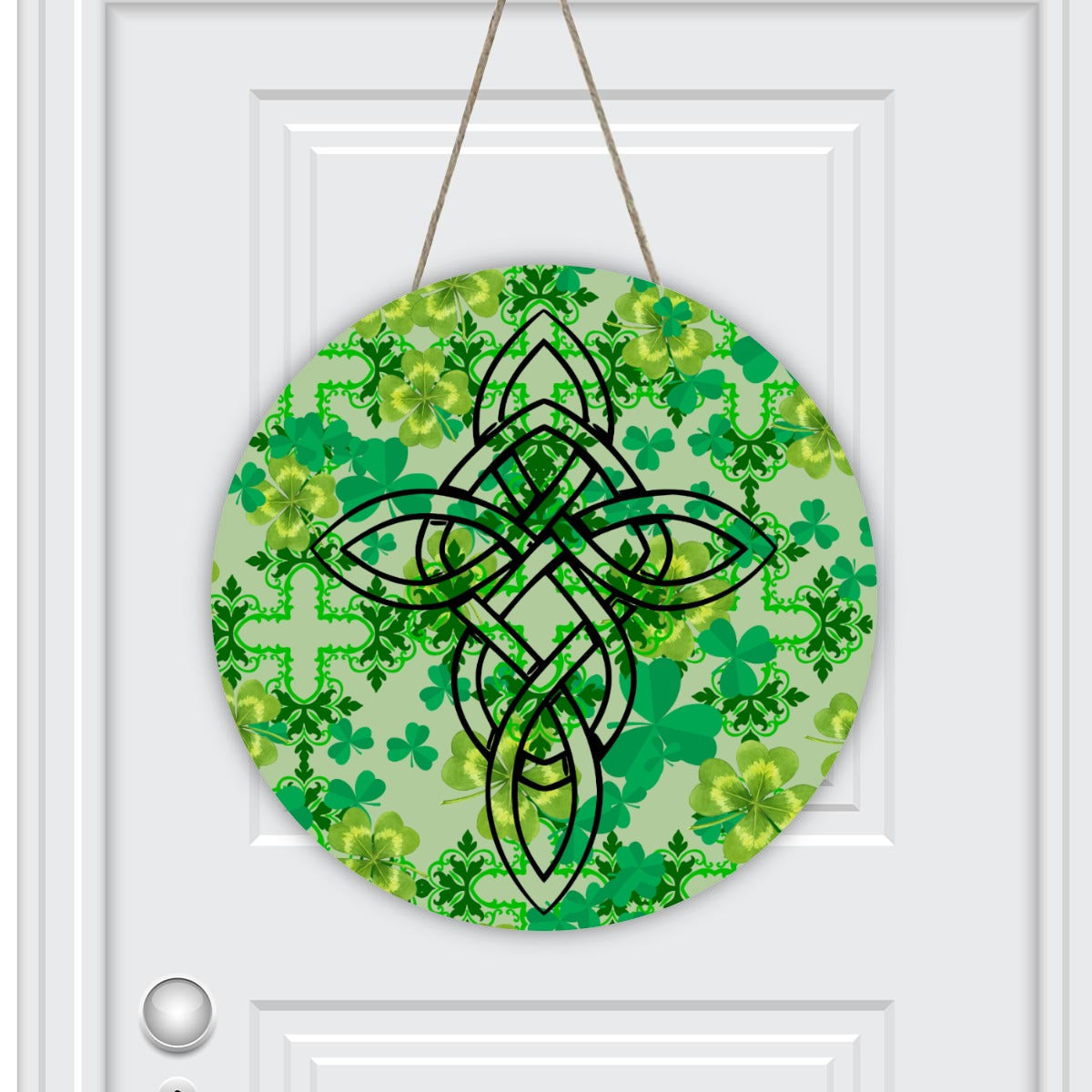 Clover and Celtic Crosses - Wooden Door Hanger