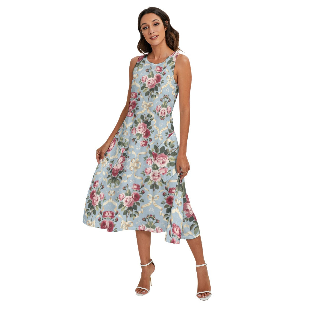 Ribbons and Roses Sleeveless Dress — Exclusive Design | Back Alley