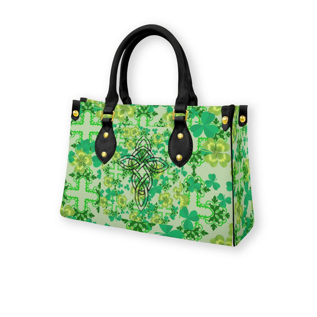 Clover and Celtic Crosses - Large Handbag -Tote Bag