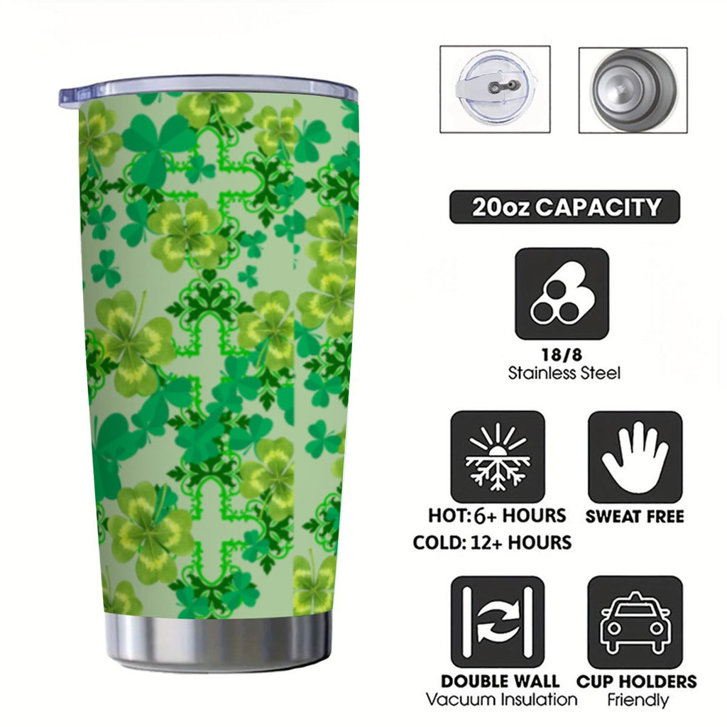 Clover and Celtic Crosses- One- 20 oz Tumbler - Exclusive to Back Alley