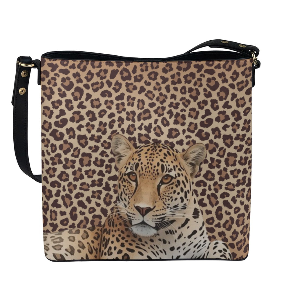 Leopard Lore - Square Crossbody Bucket Bag - Exclusive to Back Alley
