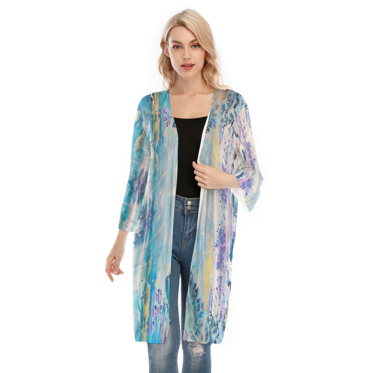Sea Air — Original Art Sheer Cardigan | A design from Style by Steele, exclusively for Back Alley