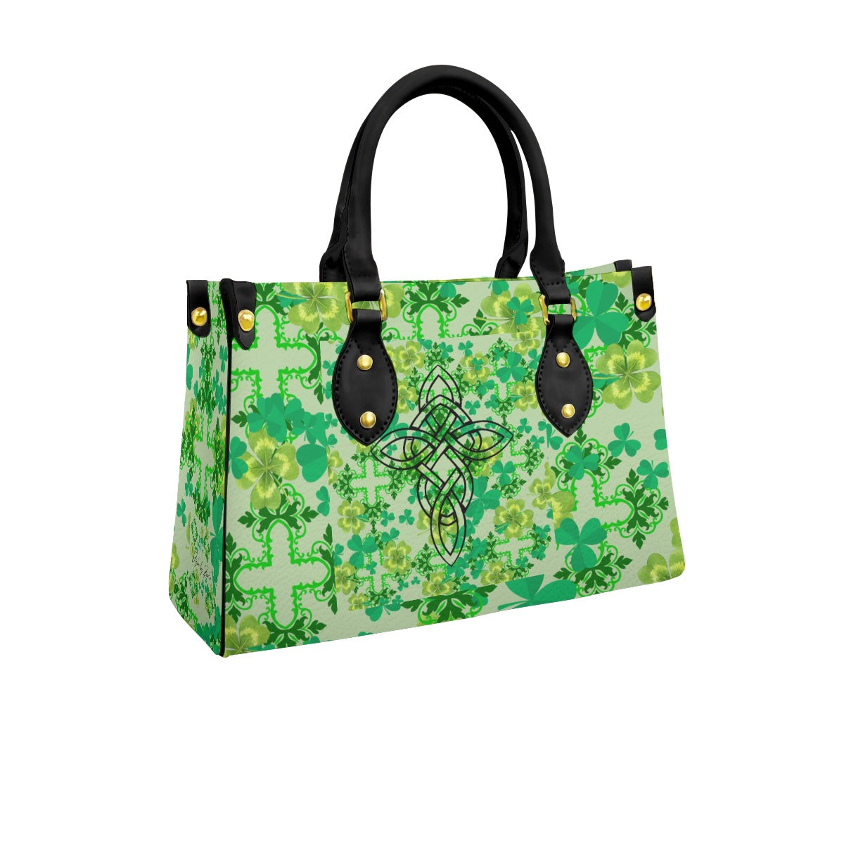 Clover and Celtic Crosses - Large Handbag -Tote Bag