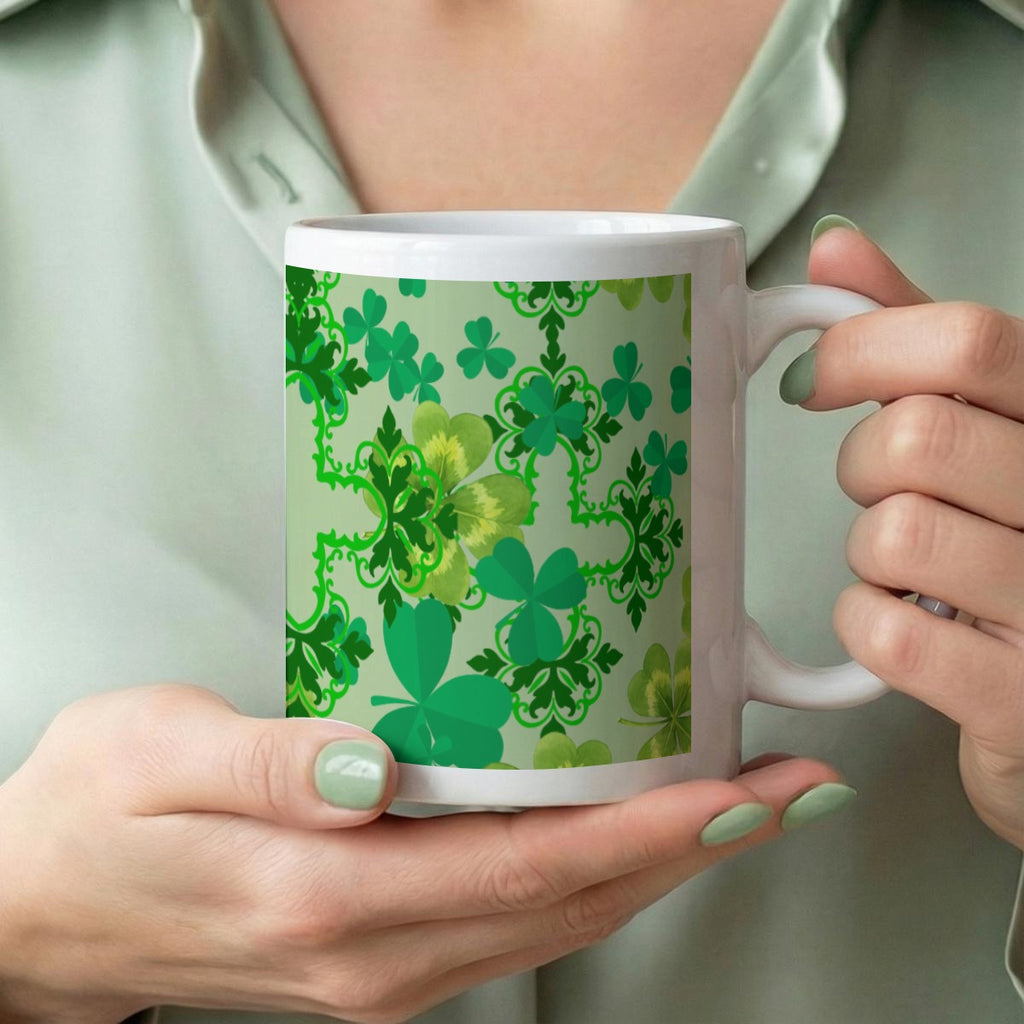 Clover & Celtic Crosses Mug | Irish Heritage Coffee Cup - Exclusive to Back Alley