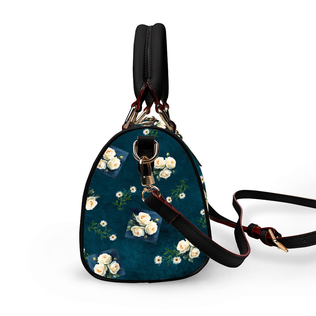 Floribunda and Indigo Barrel Shaped Handbag - Exclusive to Back Alley