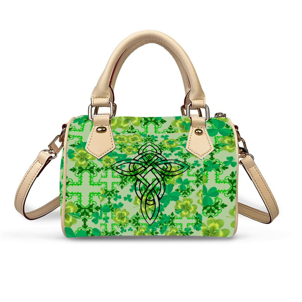 Clover and Celtic Crosses Classic Barrel Handbag — Exclusive to Back Alley