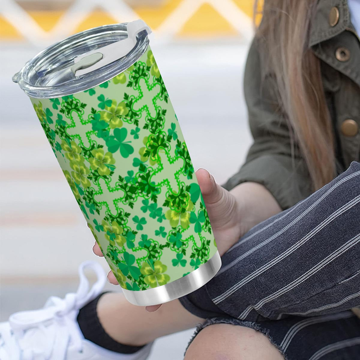 Clover and Celtic Crosses- One- 20 oz Tumbler - Exclusive to Back Alley