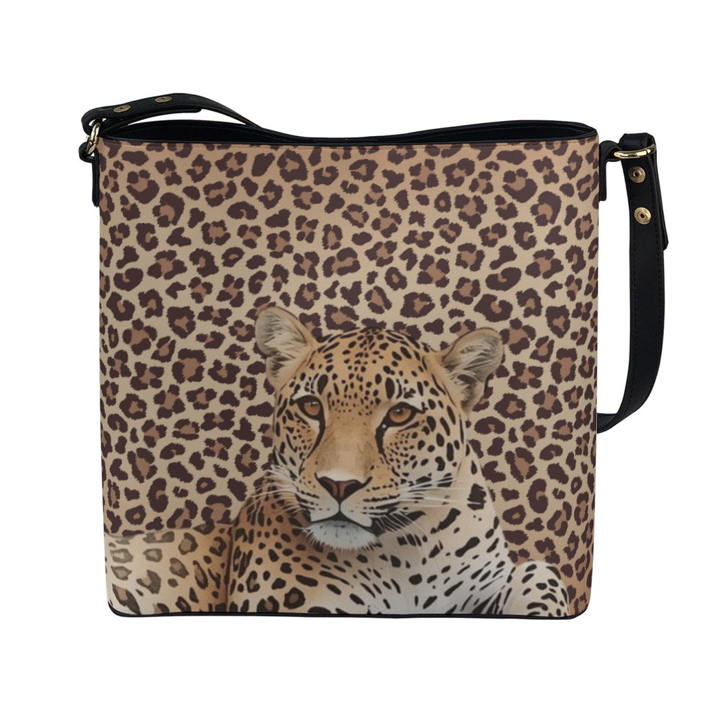 Leopard Lore - Square Crossbody Bucket Bag - Exclusive to Back Alley
