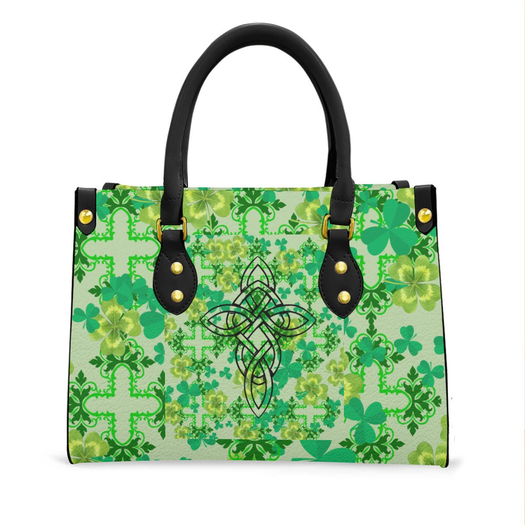 Clover and Celtic Crosses - Large Handbag -Tote Bag