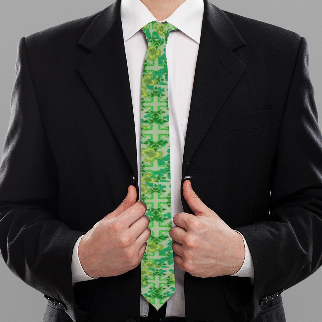 Clover & Celtic Crosses Unisex Tie | Irish Heritage Necktie - Exclusive to Back Alley