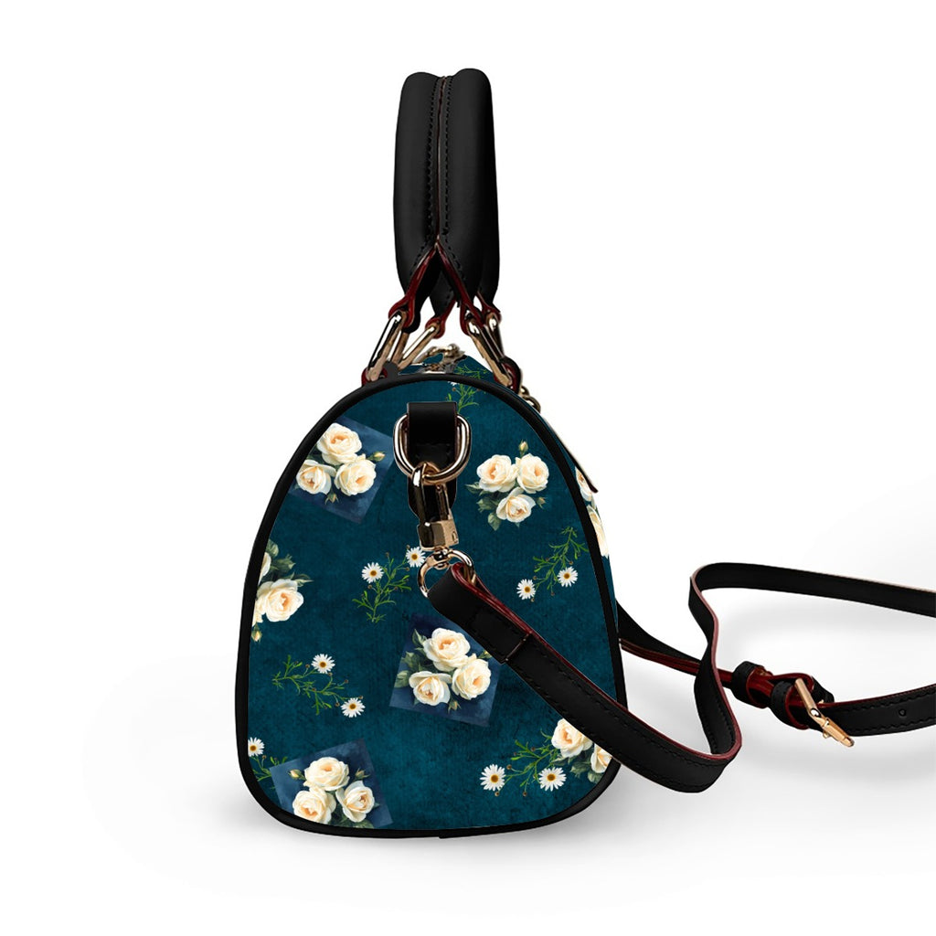 Floribunda and Indigo - Barrell Handbag -Dark