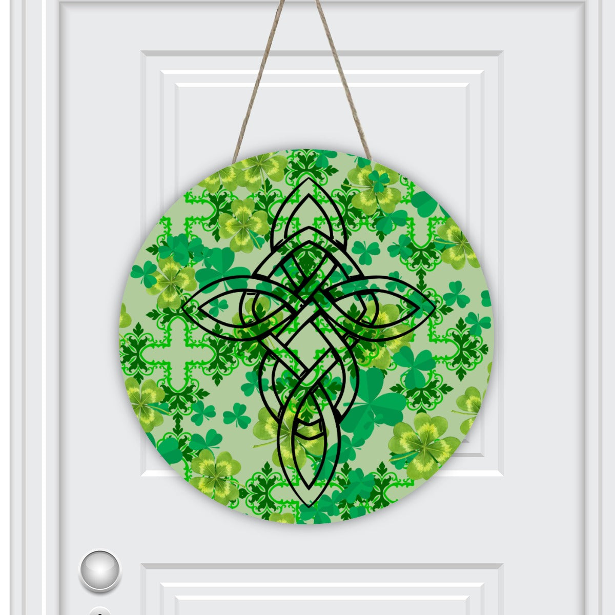 Clover and Celtic Crosses Wooden Door Hanger — Exclusive to Back Alley