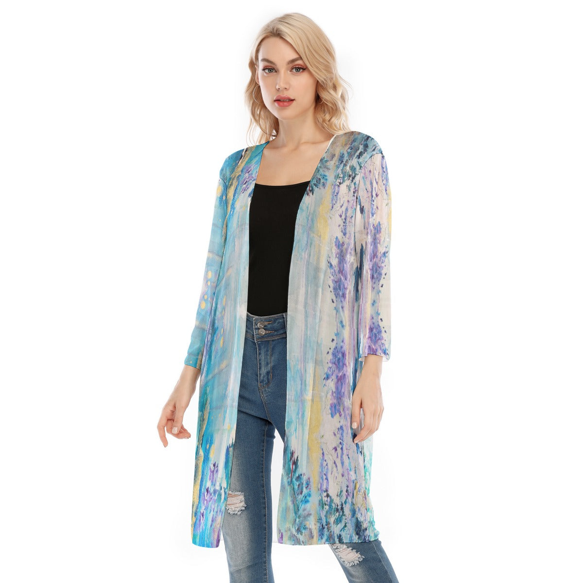 Sea Air — Original Art Sheer Cardigan | A design from Style by Steele, exclusively for Back Alley