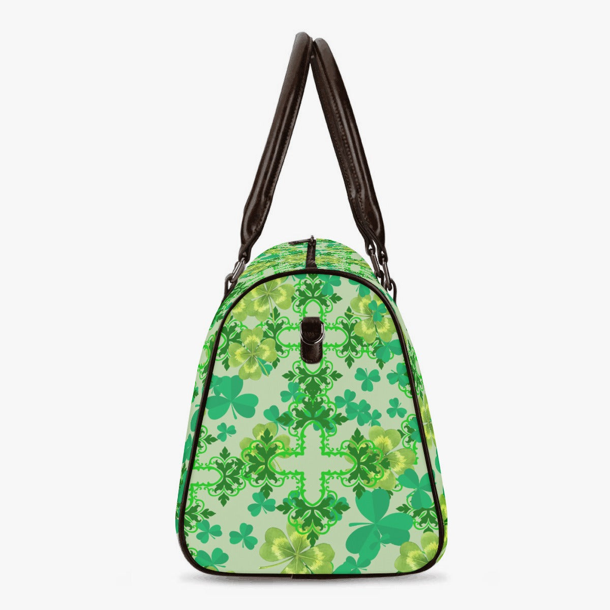 Clover and Celtic Crosses - Duffle bag w Brown Trim