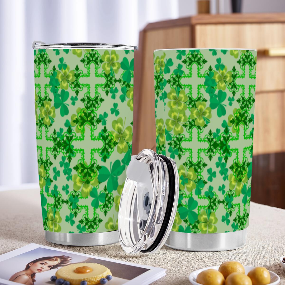 Clover and Celtic Crosses- One- 20 oz Tumbler - Exclusive to Back Alley