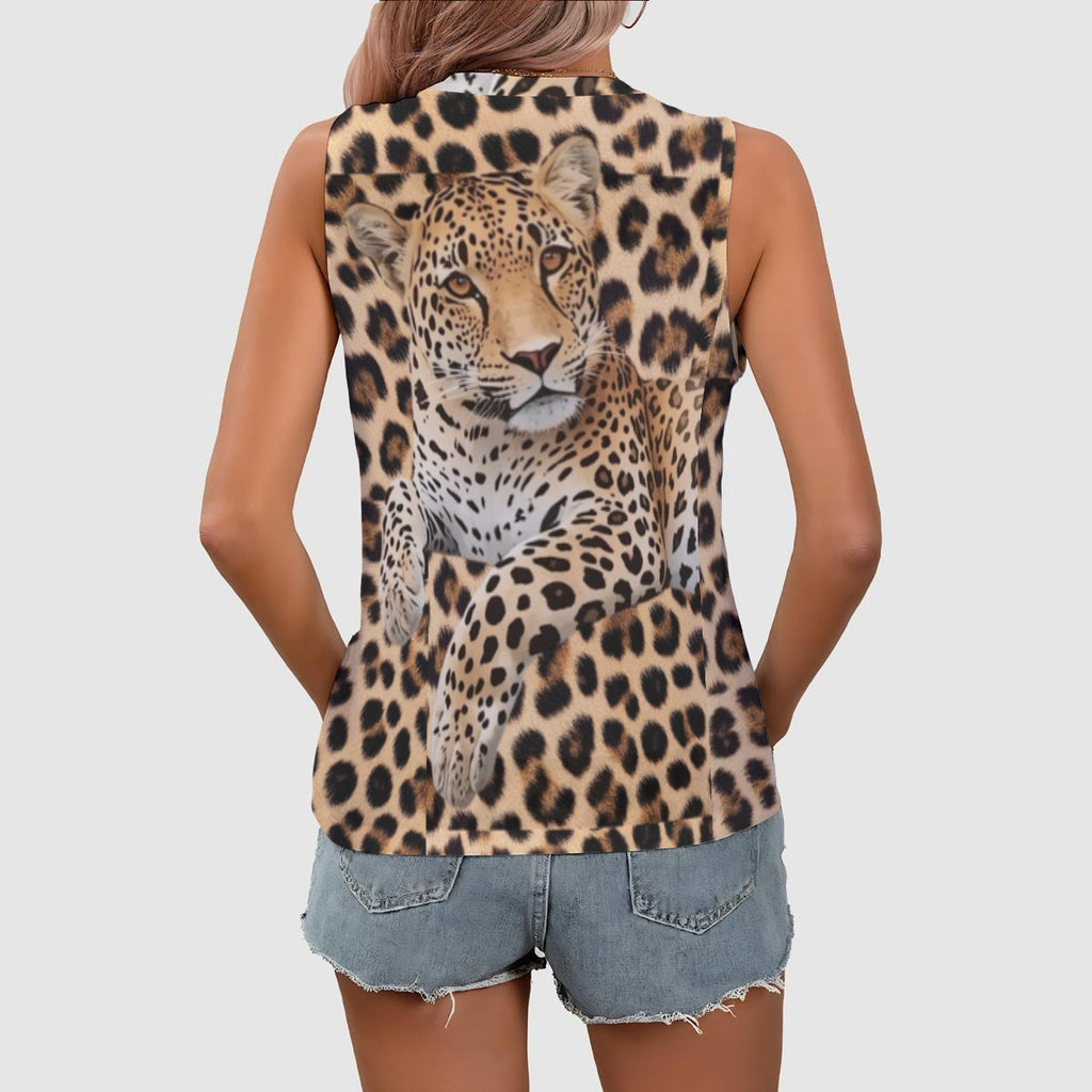 Leopard Lore V-Neck Tank Top - Women's Sleeveless - Back Alley Exclusive