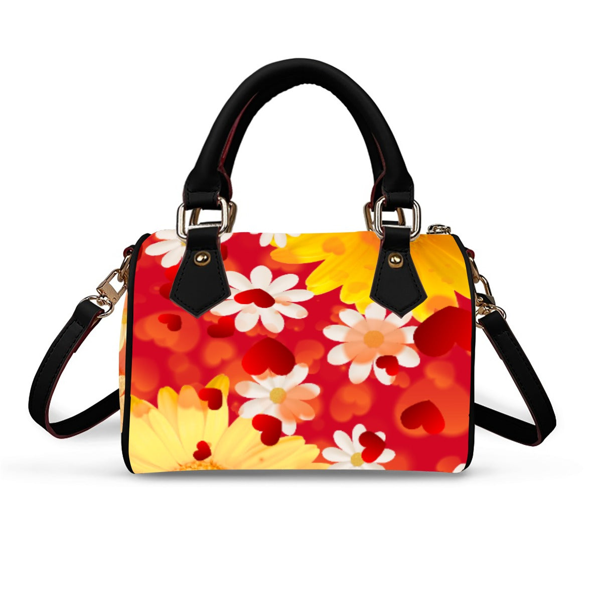 Hearts and Daisies Barrel Handbag