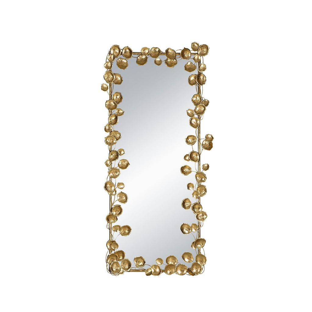 Full Length Floor Mirror with Gold Leaf Accents - Gold