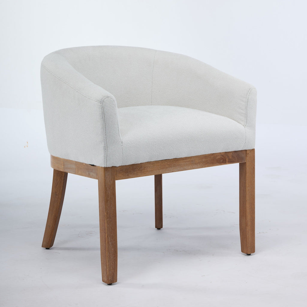 Mid Century Modern Upholstered Barrel Dining Chair with Arms
