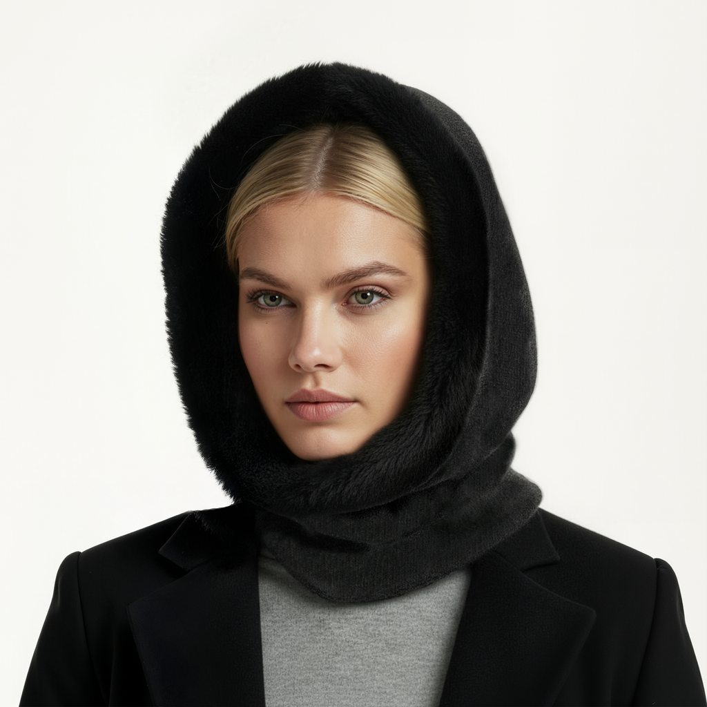 CASHMERE HOOD WITH FUR
