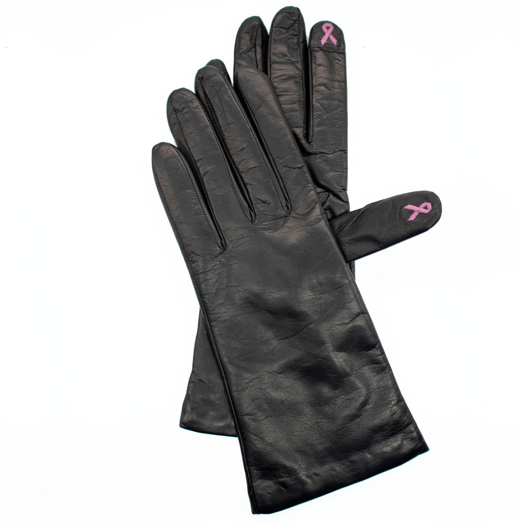 LEATHER TECH GLOVES WITH EMBROIDERY