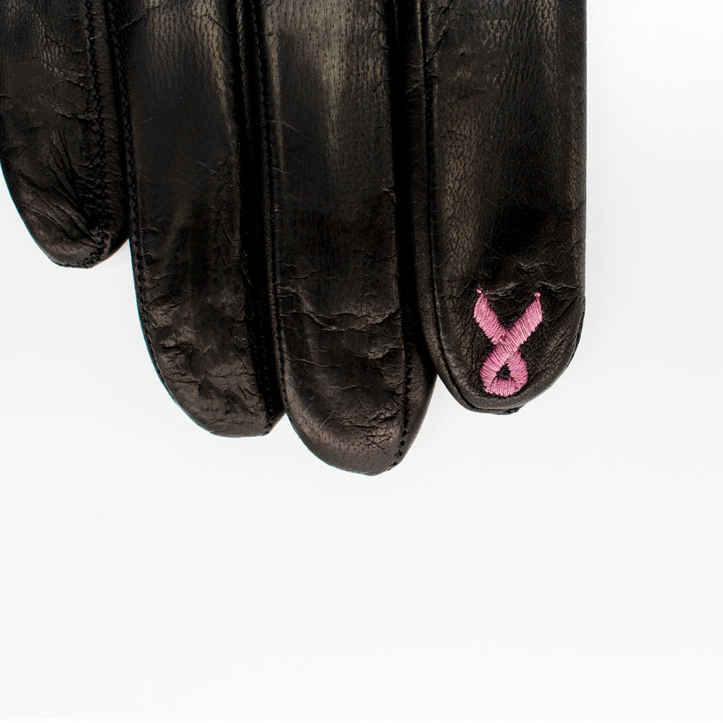LEATHER TECH GLOVES WITH EMBROIDERY