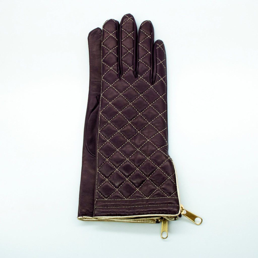 QUILTED LEATHER GLOVES WITH ZIPPER