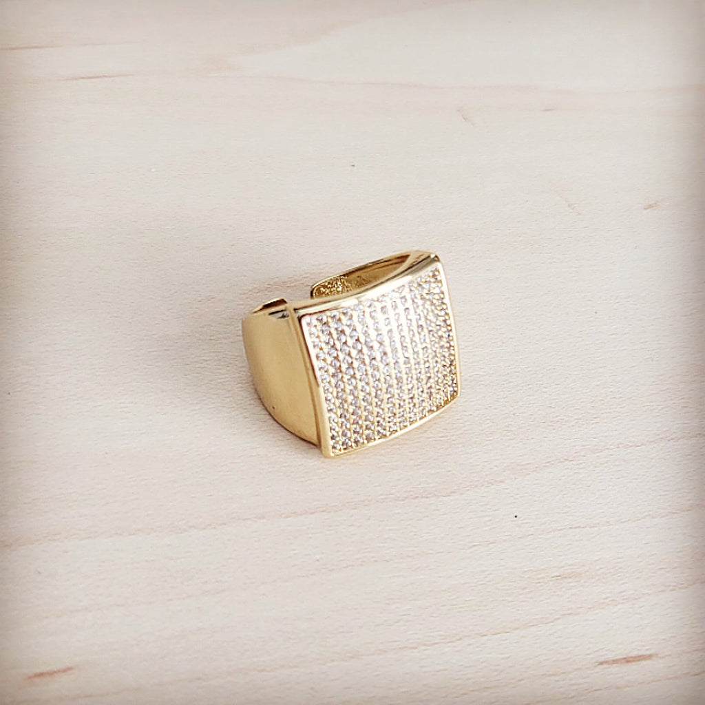 **Square Sparkle Gilded Statement Ring 013mm