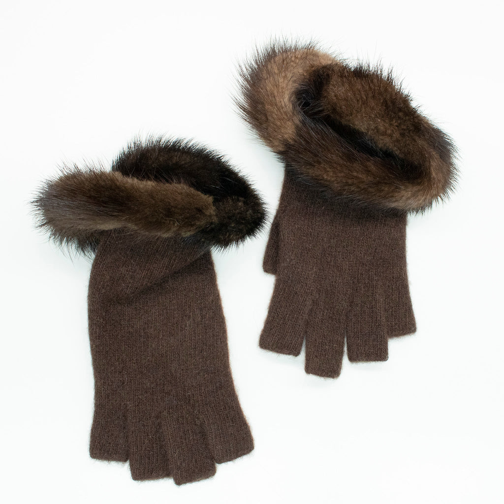 CASHMERE GLOVES WITH MINK TRIM