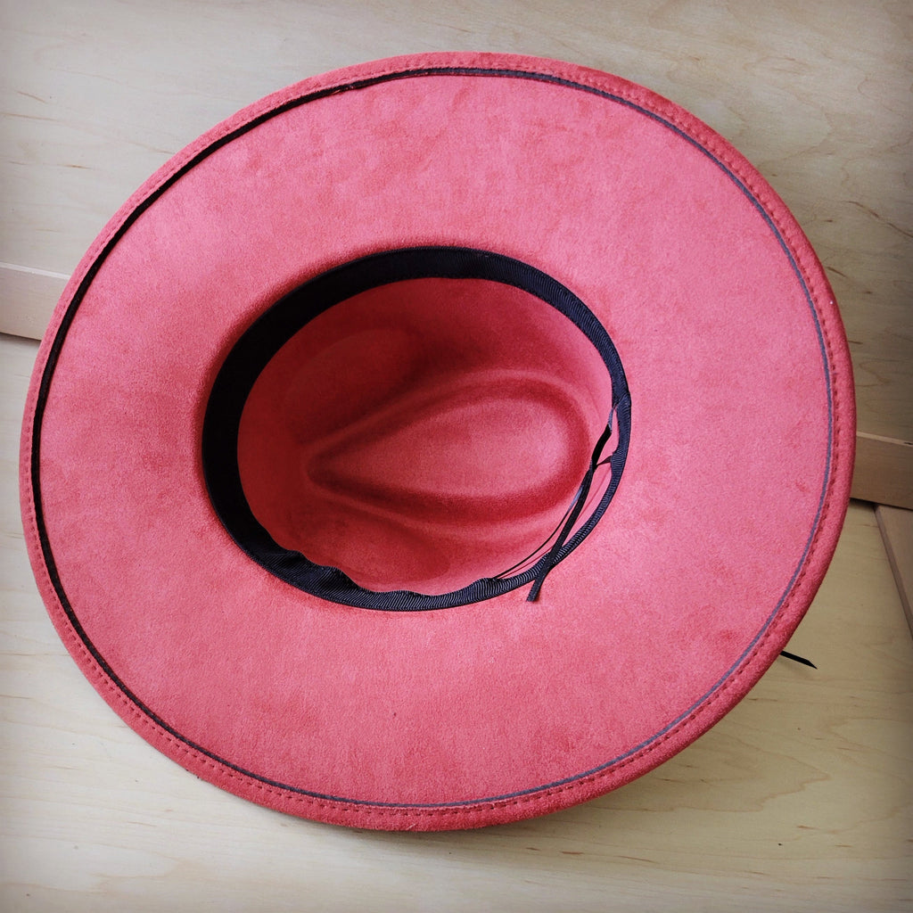 Hand-Painted Leopard Boho Western Cowgirl Hat & Band-Red 987k