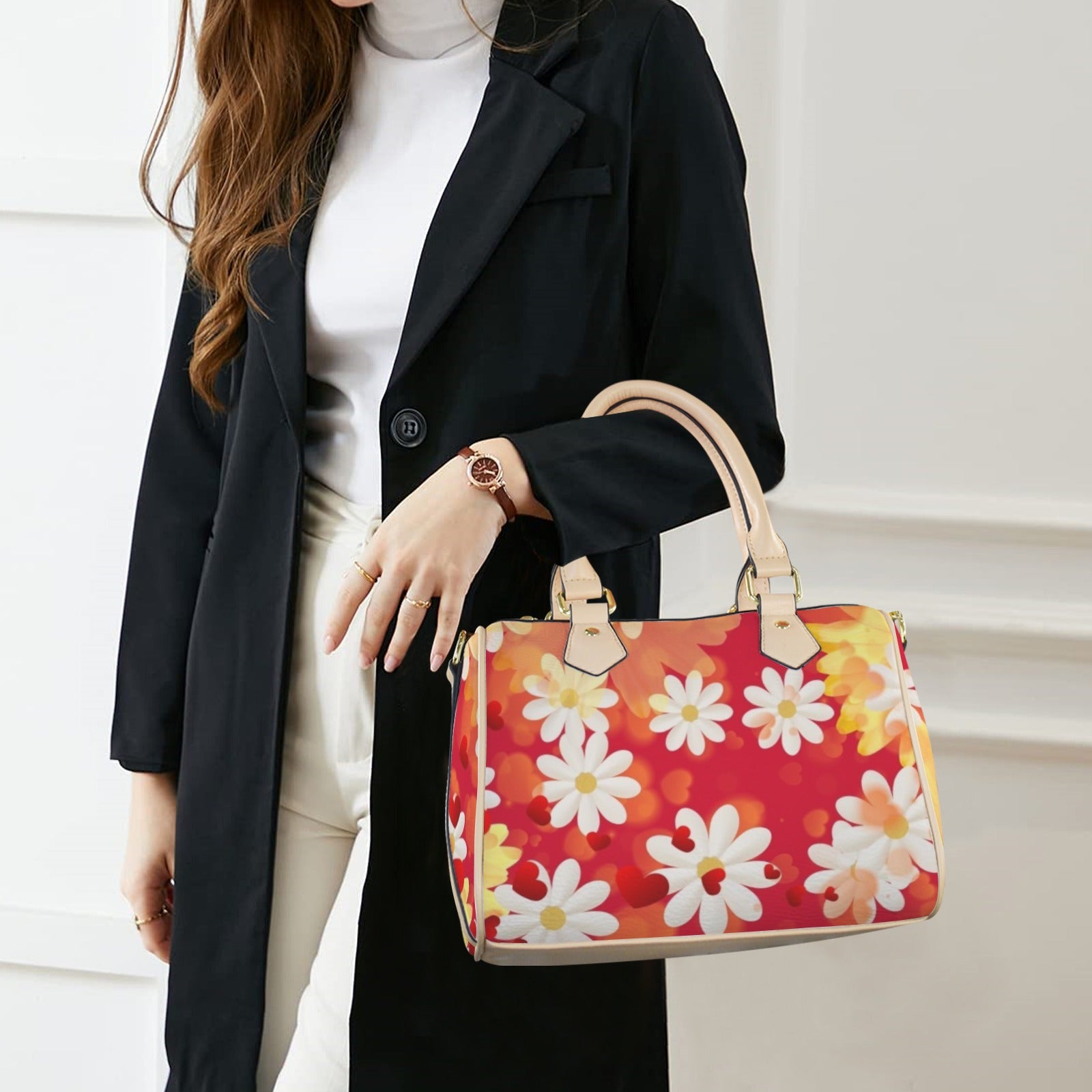 Hearts and Daisies - Barrell Handbag - Design Exclusive to Back Alley
