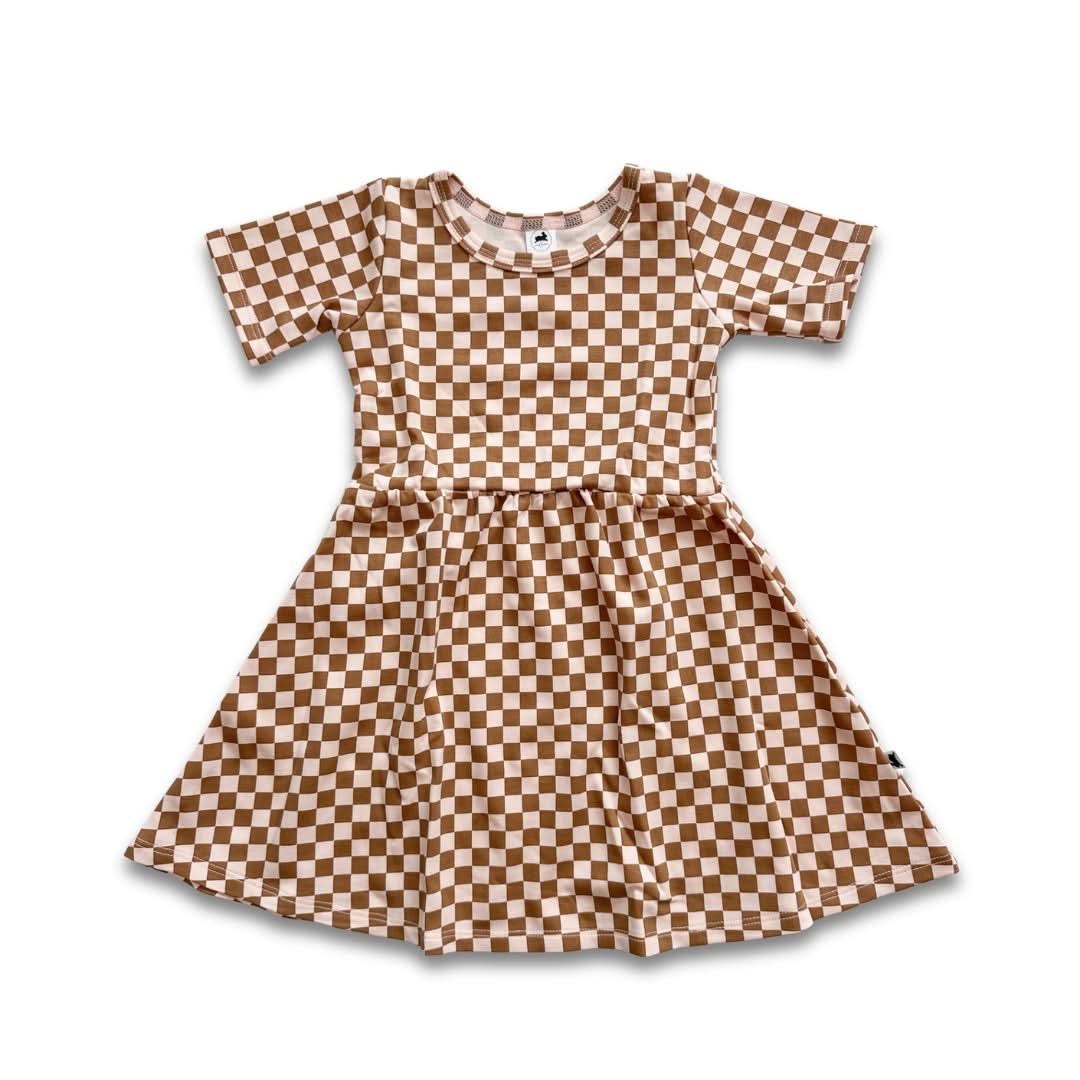 Baby/Kids' Bamboo Daphne Dress | Blush Checkers