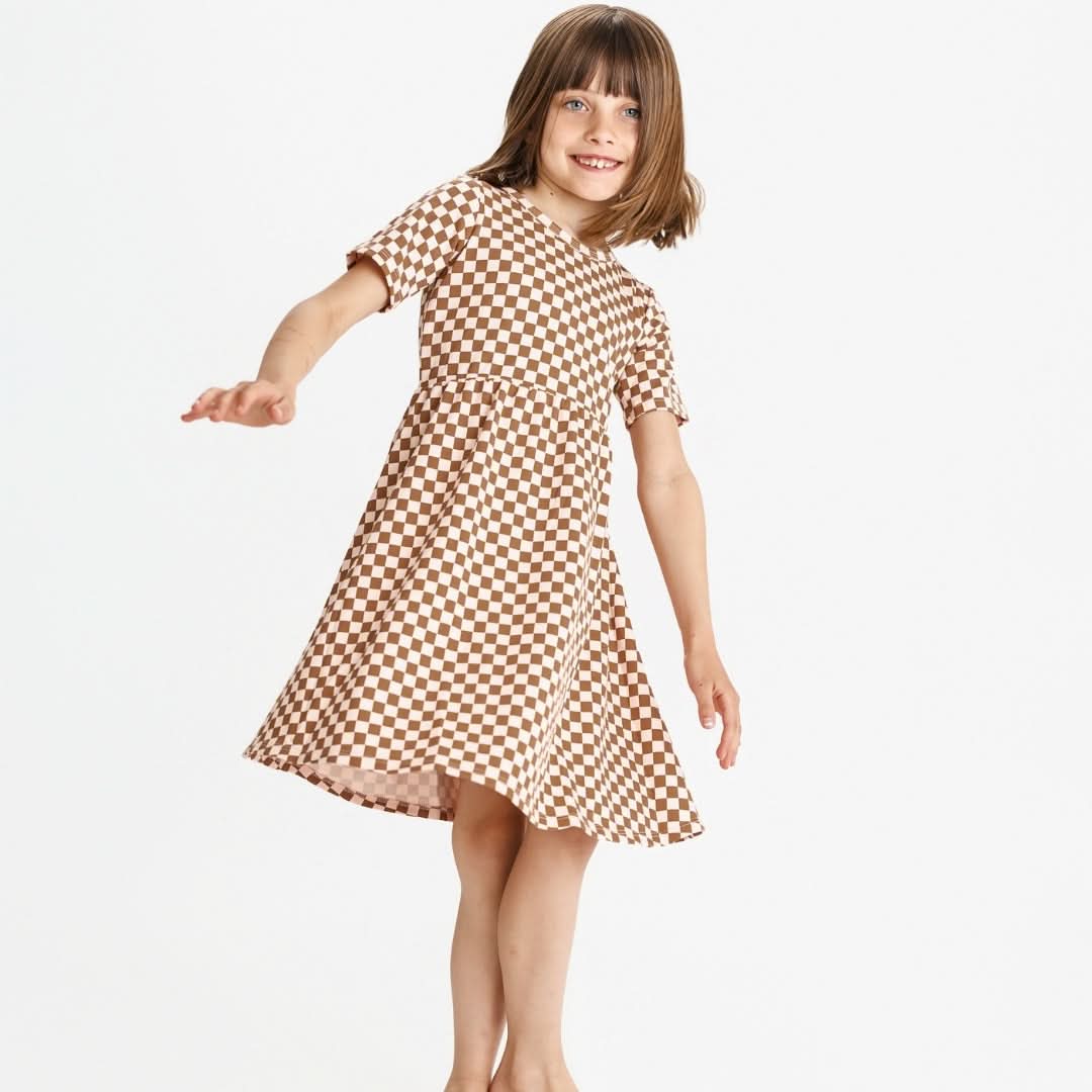 Baby/Kids' Bamboo Daphne Dress | Blush Checkers