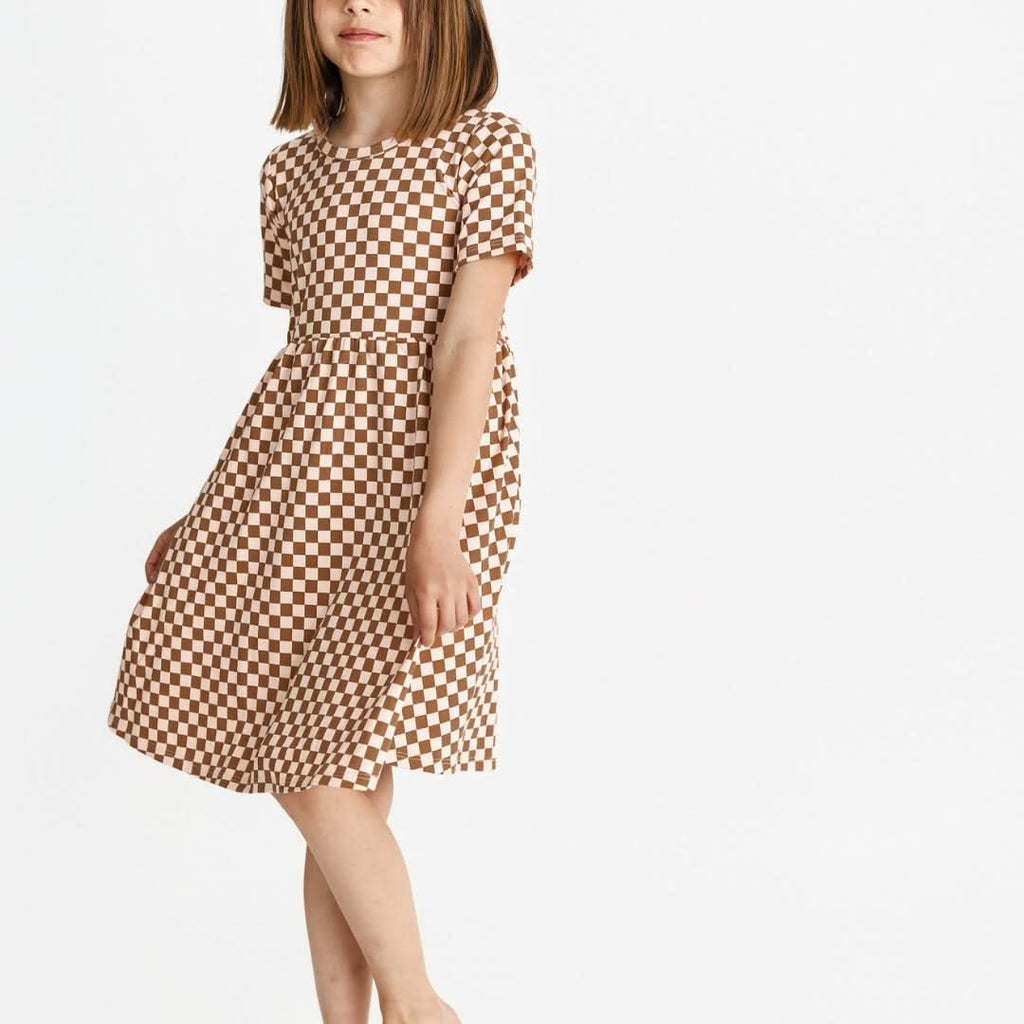 Baby/Kids' Bamboo Daphne Dress | Blush Checkers
