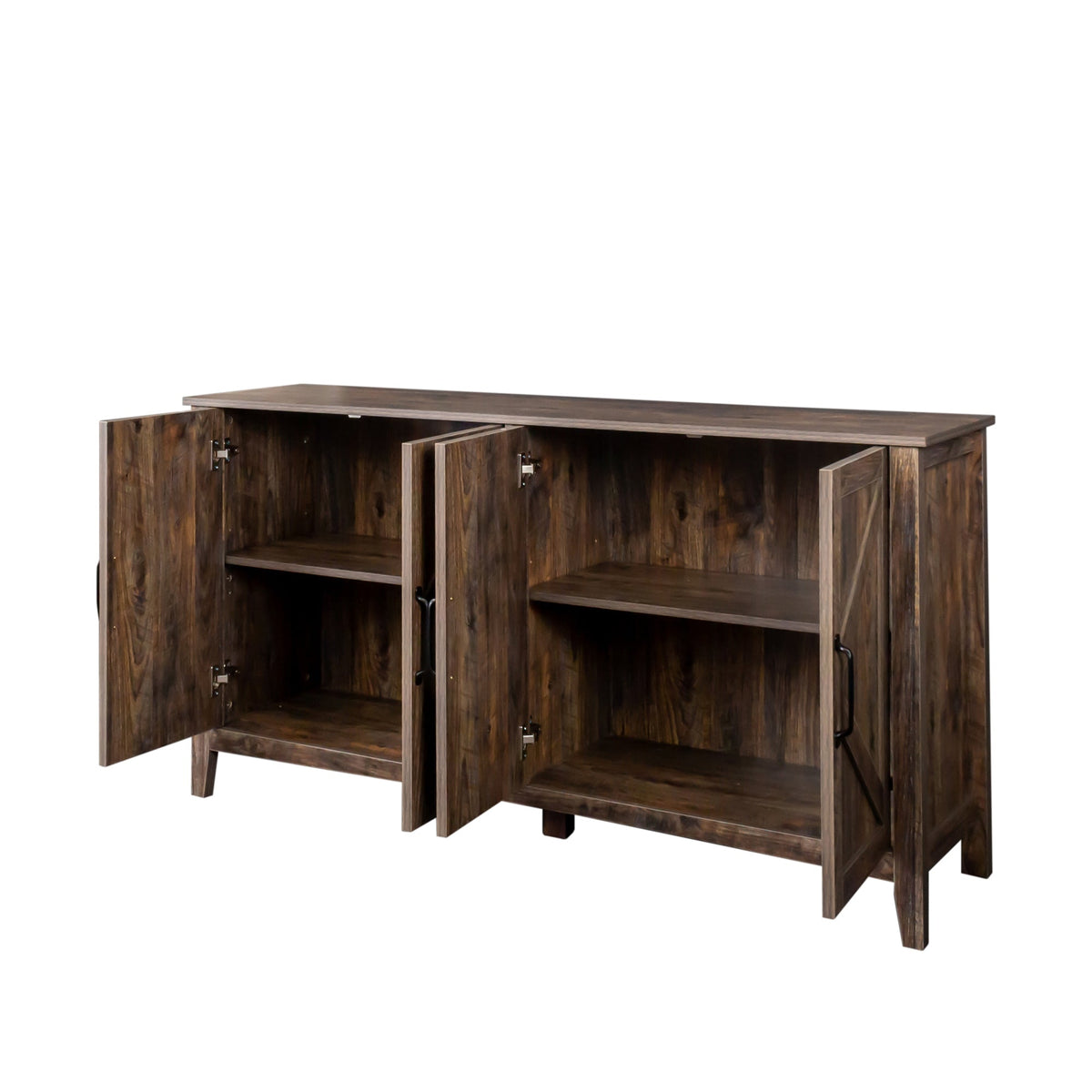 Cabinet with 4 Doors and 4 Open Shelves Freestanding Sideboard - Melamine Finish