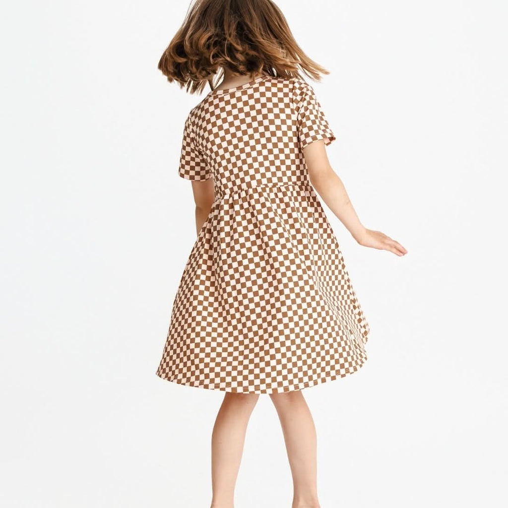 Baby/Kids' Bamboo Daphne Dress | Blush Checkers