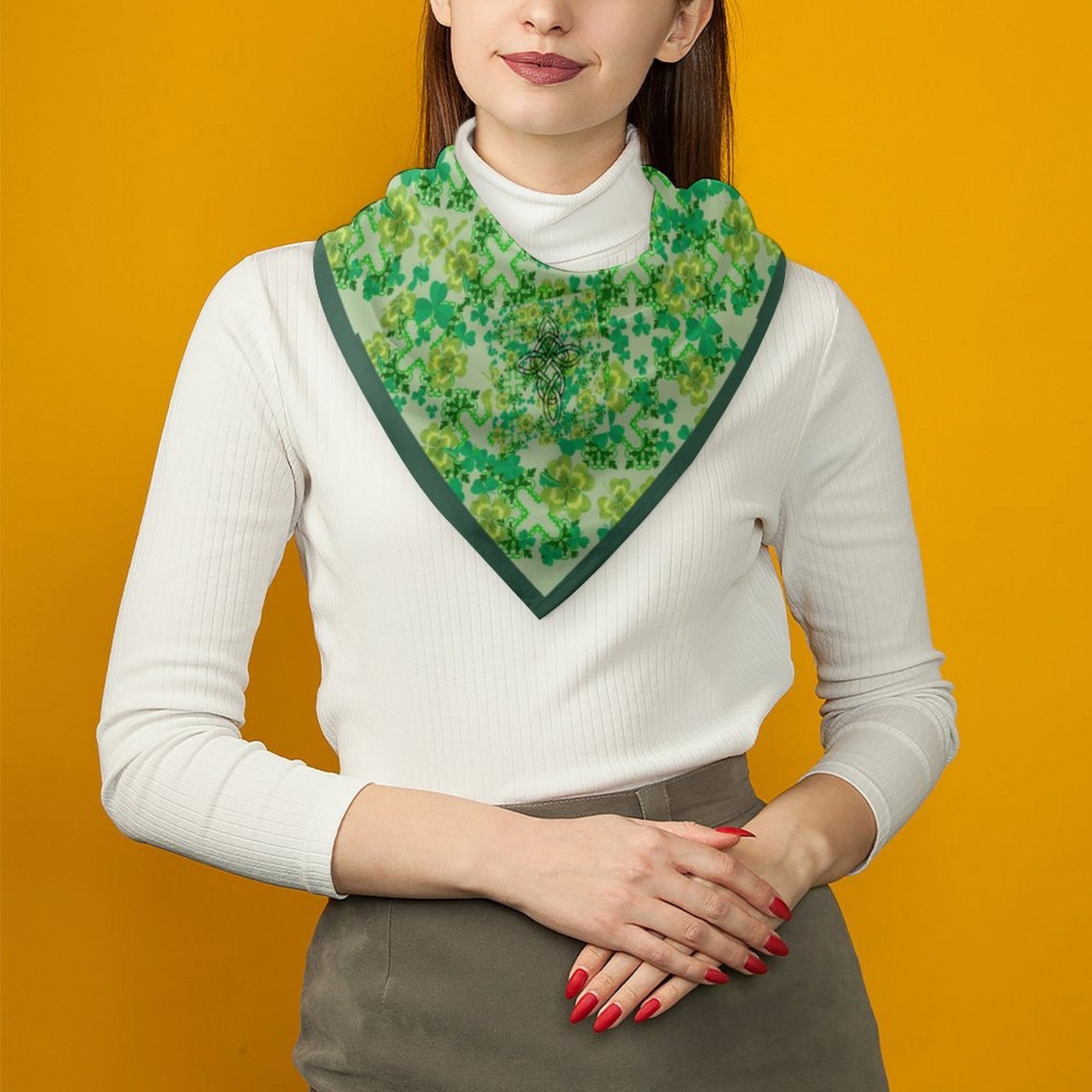 Clover and Celtic Crosses Print Scarf — Back Alley Exclusive