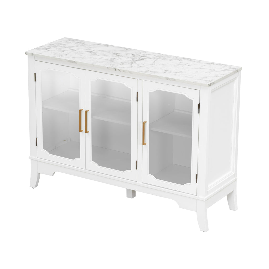 Storage Cabinet 3 Doors Stylish Style White