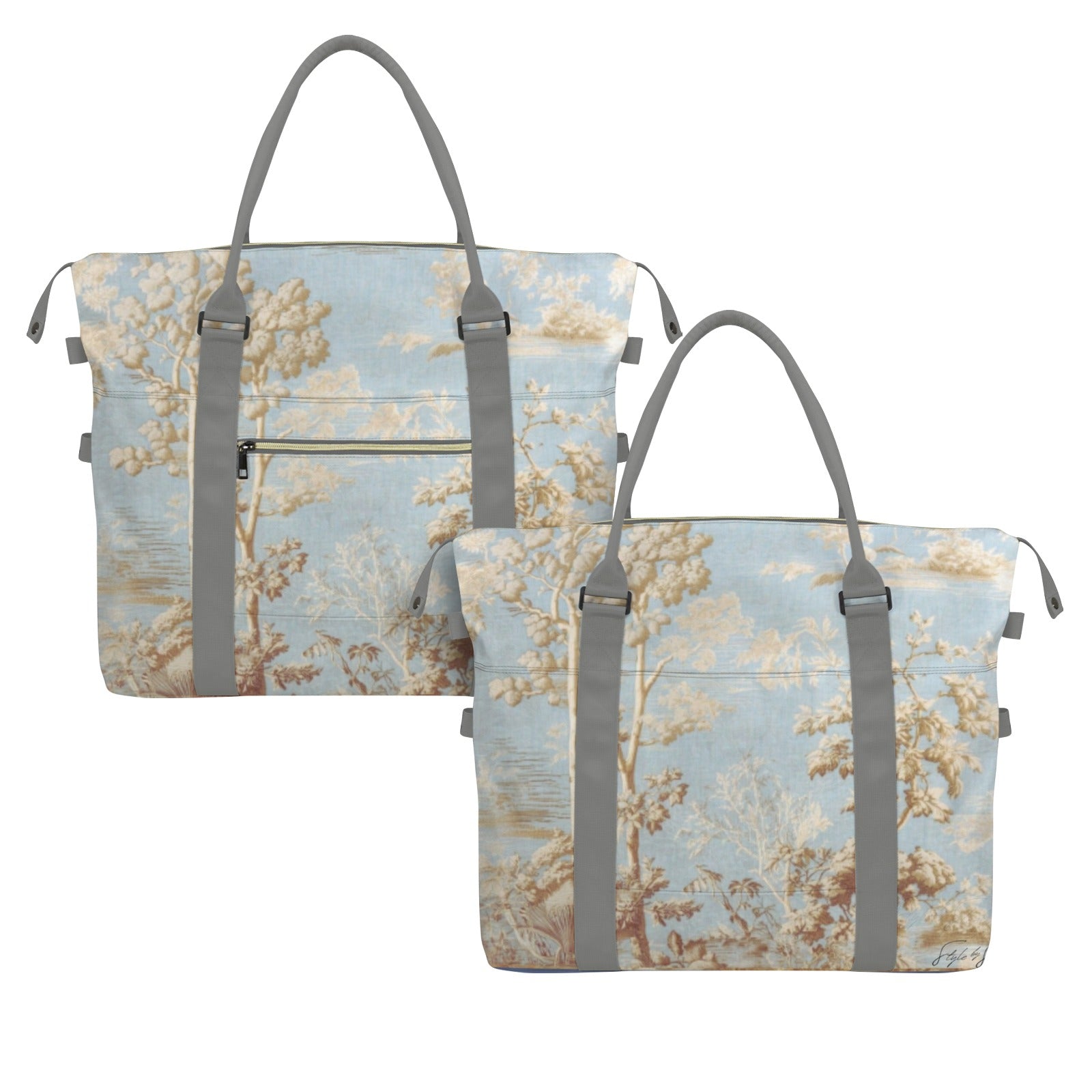 Blue Toile Large Trolley Travel Bag — Back Alley Exclusive