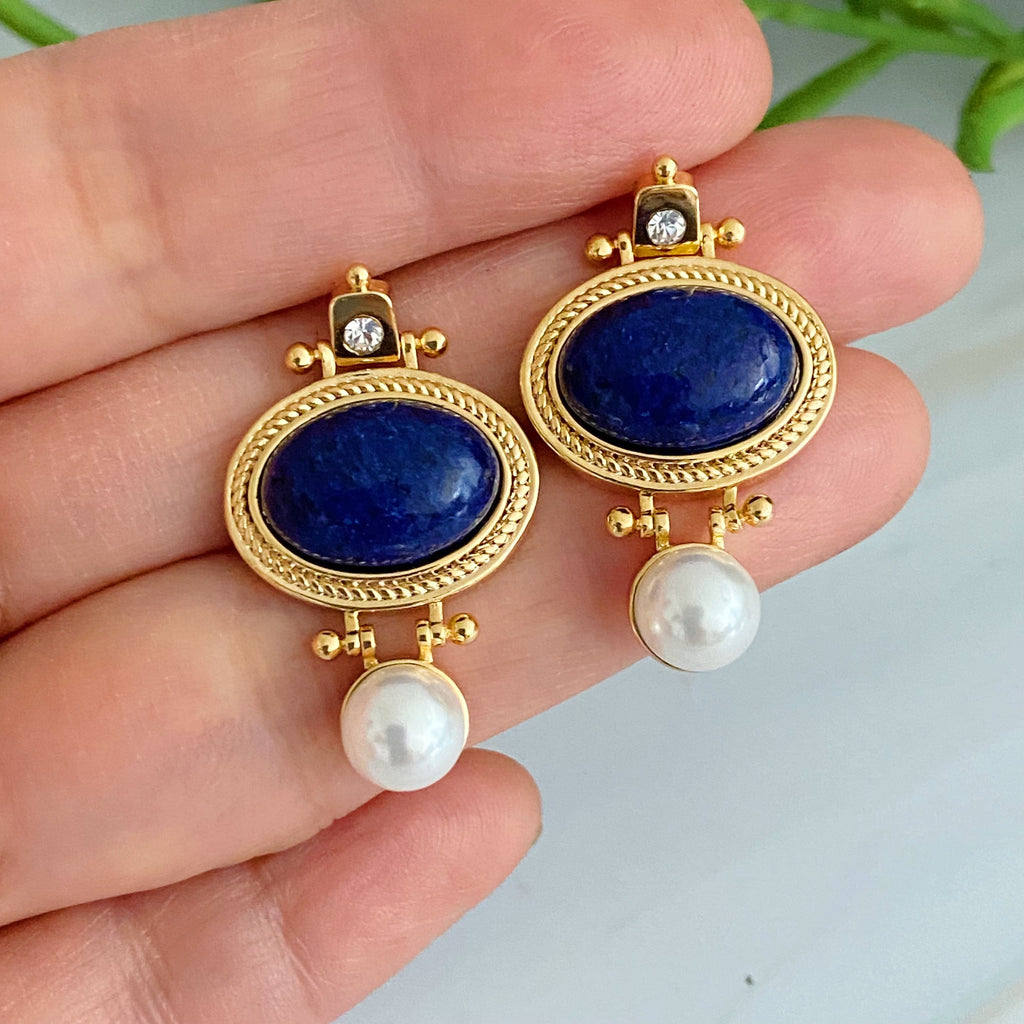 Royal Lapis Lazuli in 18KT Gold Stud Earrings