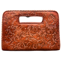 The Claire| Hand-Tooled Leather Statement Clutch