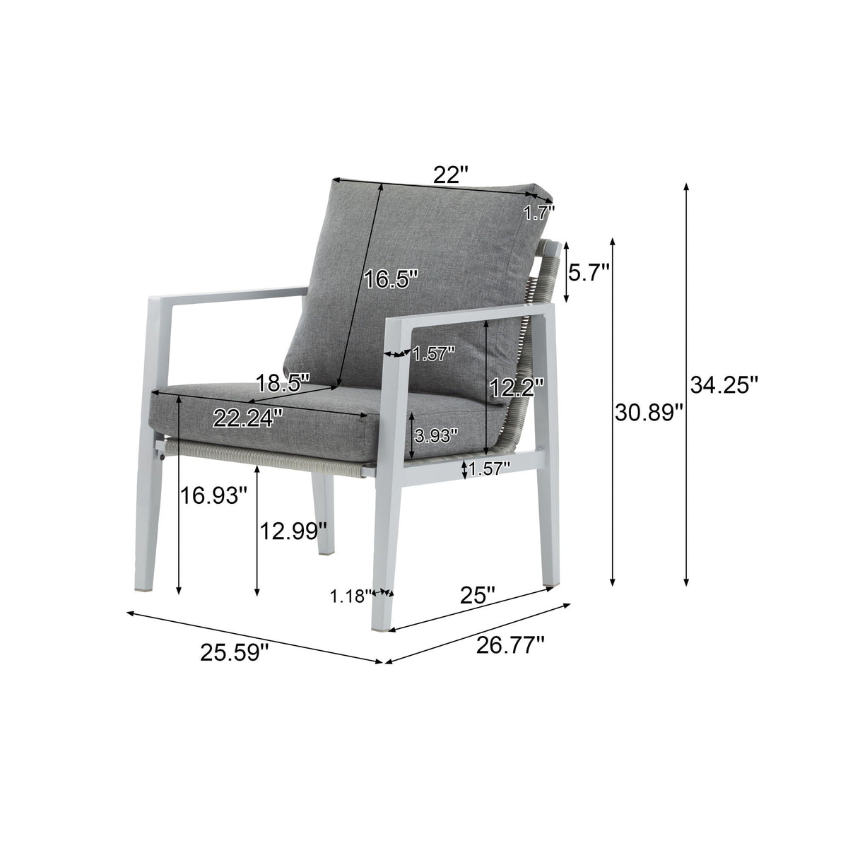 Modern Lounge Chair With Rope Accents And Cushions