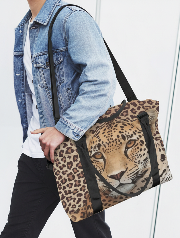 Leopard Lore - Large Travel Bag - with Trolley Sleeve - Back Alley Exclusive