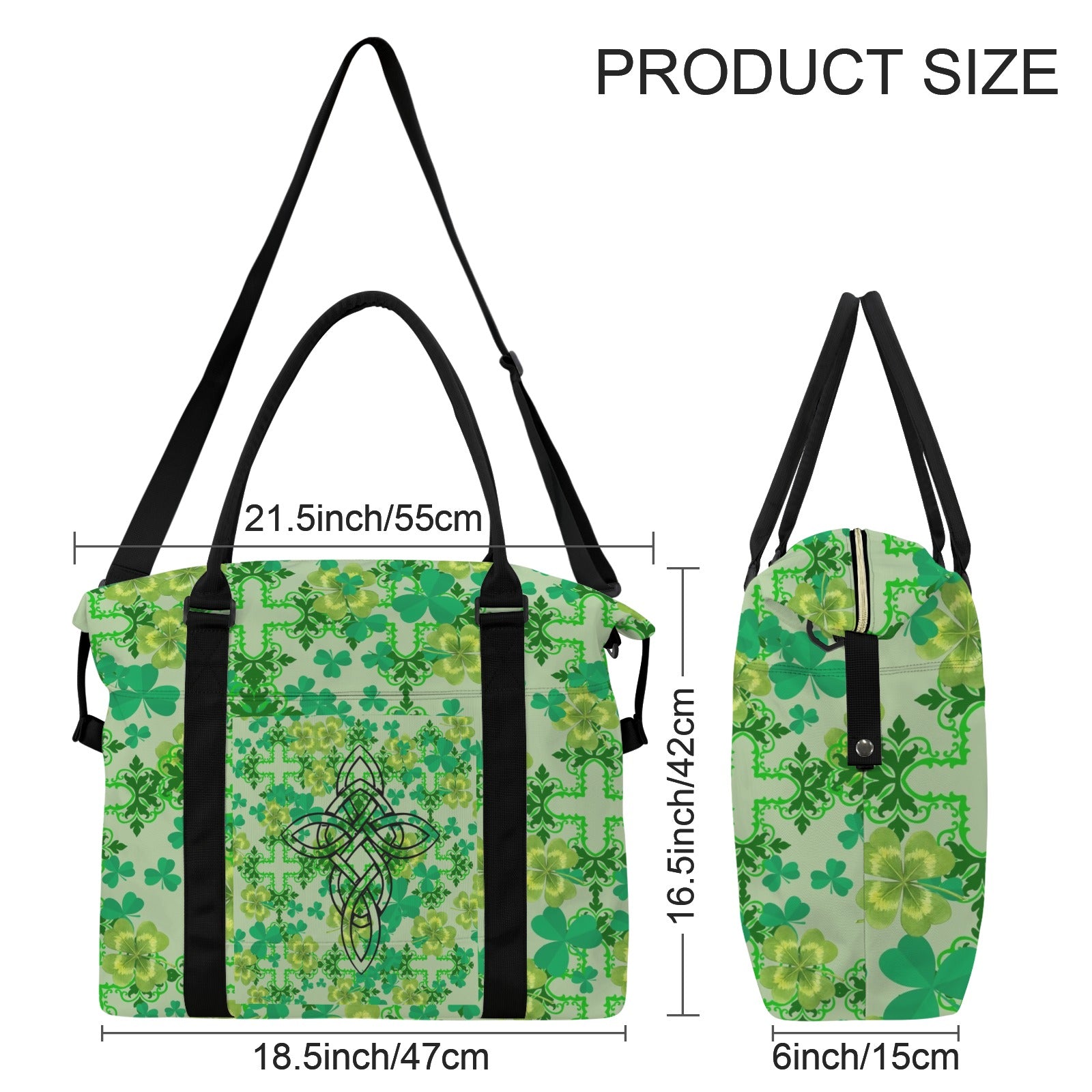 Clover & Celtic Crosses Large Travel Bag - Carry-On with Trolley Sleeve