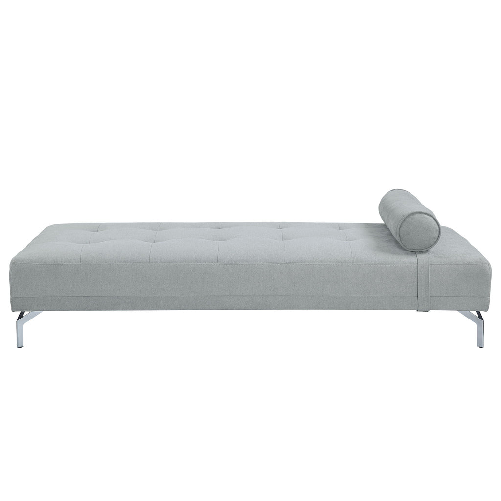 Gray Velvet Sofa Bed with Pillow - Convertible Chaise