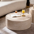 31.5'' Round Coffee Table with Mars Pattern Top - Beige