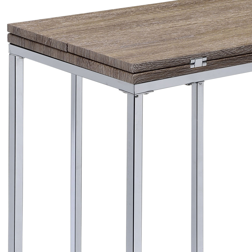 Danson Weathered Oak Accent Table with Folding Swivel Top - Oak