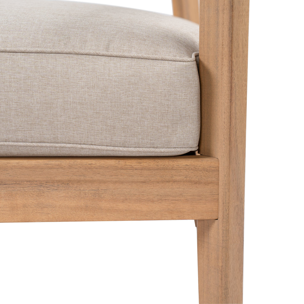 Mallorca Acacia Wood Club Chair with Seat Cushion - Outdoor