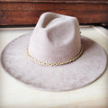**Matte Gold Chain Hat Band w/ Leather Tie 987i