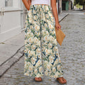 Floribunda and Indigo - Roses and Daisies  Wide Leg Pants - Back Alley Exclusive